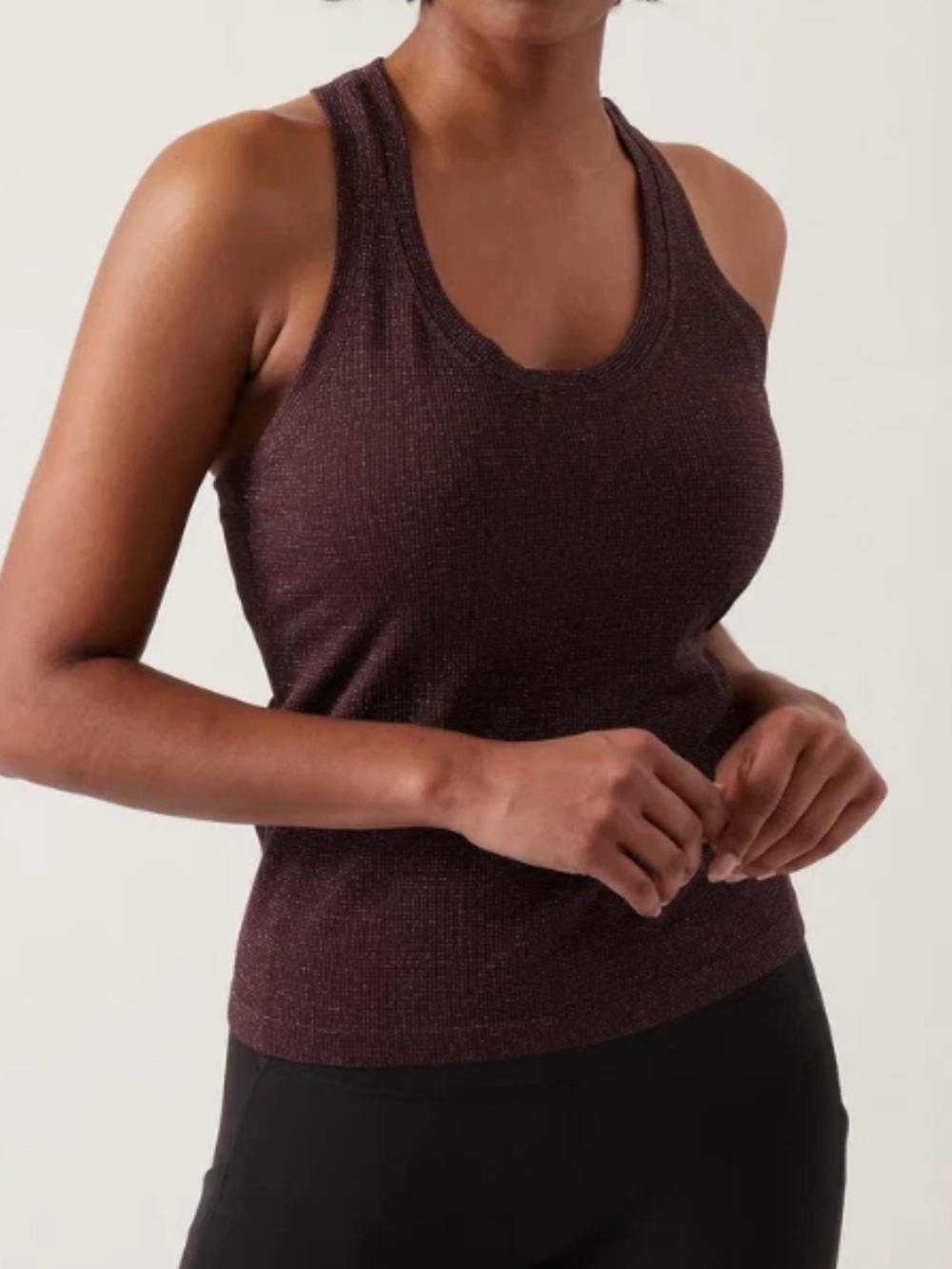 Athleta Momentum Seamless Racerback Tank Top Spiced Cabernet Sparkle size Small